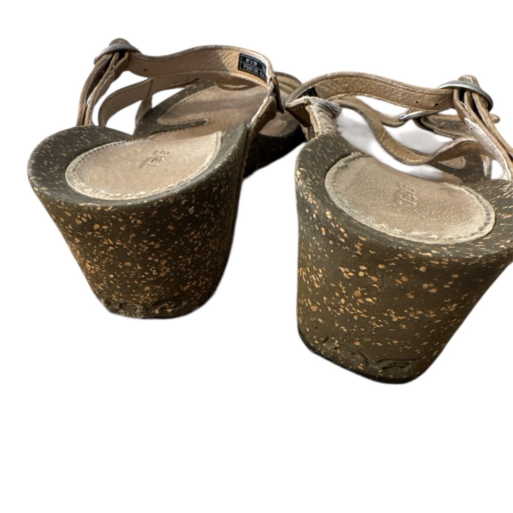 Teva Brown leather Strappy Wedge Sandals, slip on, women’s 8​ - Picture 5 of 12